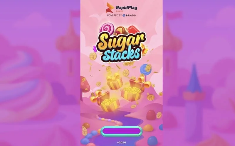 Sugar Stacks - ekran za učitavanje sa logotipom RapidPlay Games